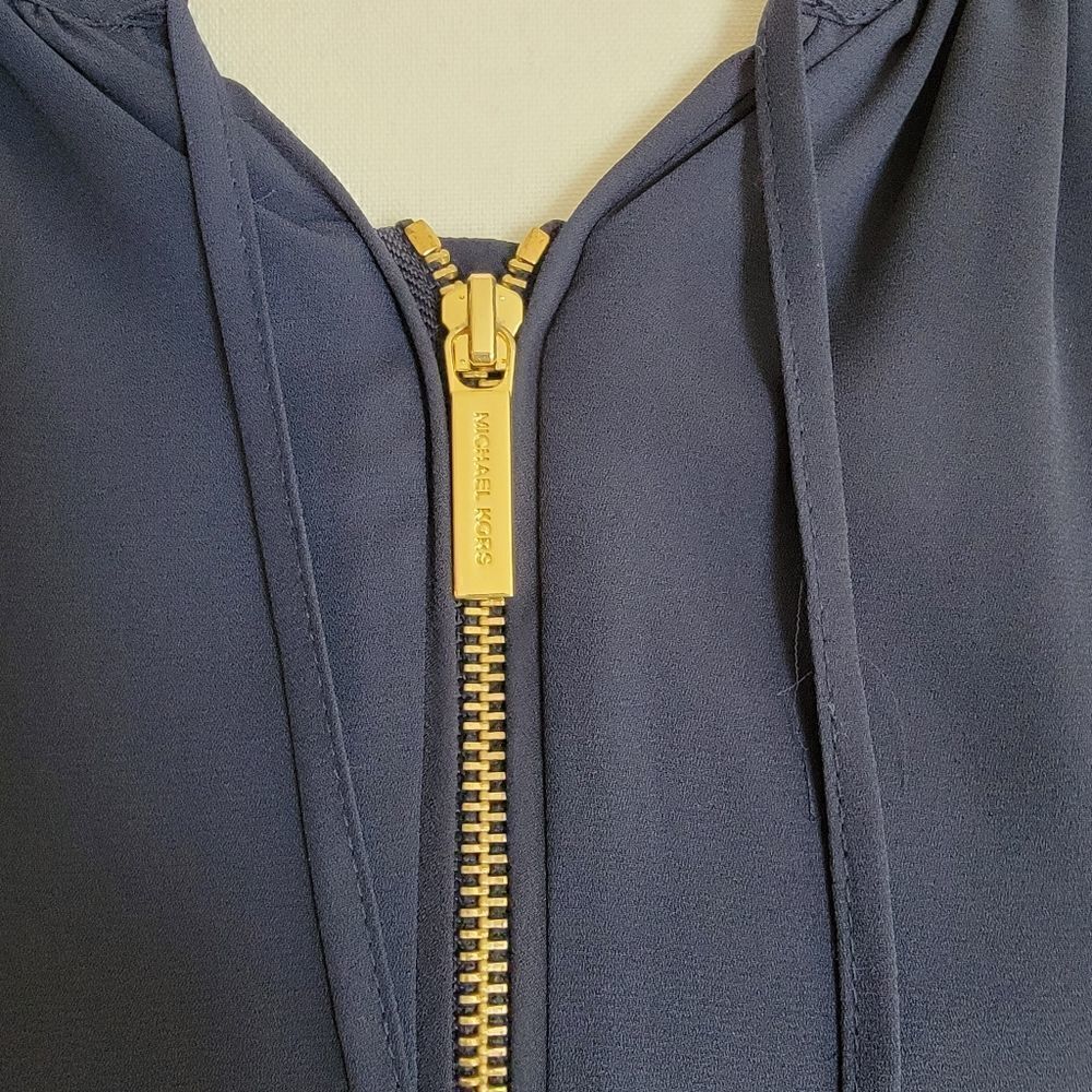 MICHAEL Michael Kors Navy Blouse with Gold Zipper - Picture 6 of 10